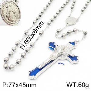 Stainless Steel Rosary Necklace - KN227343-Z