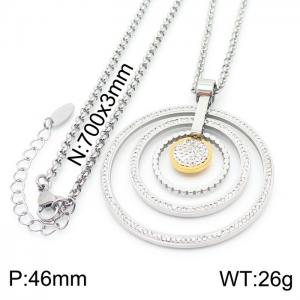 Stainless Steel Stone Necklace - KN227421-K