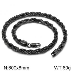 Stainless Steel Black-plating Necklace - KN227481-Z