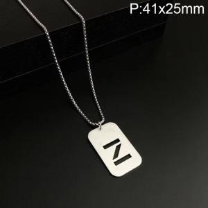 Stainless Steel Letter Necklace - KN227507-WGLB