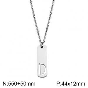 Stainless Steel Letter Necklace - KN227511-WGLL