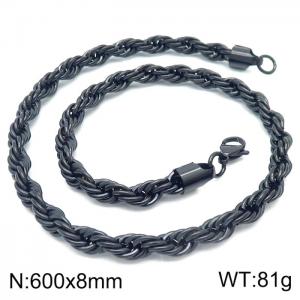 Stainless Steel Black-plating Necklace - KN228899-Z