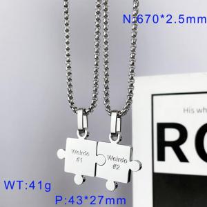Puzzle Couple Necklace For Lovers Personalized Pendant Set - KN229036-KC
