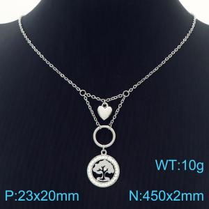 Hand make stainless steel welding chain fashion couple high class life tree crystal necklace - KN229461-Z