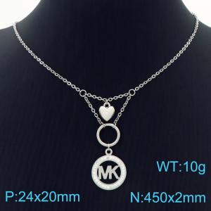Hand make stainless steel welding chain fashion couple high class MK crystal necklace - KN229462-Z