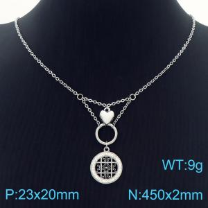 Hand make stainless steel welding chain fashion couple high class Tory burch crystal necklace - KN229464-Z