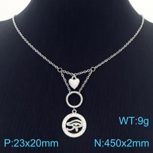 Hand make stainless steel welding chain fashion couple high class devil eye crystal necklace - KN229466-Z