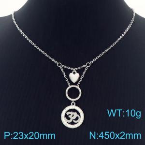 and make stainless steel welding chain fashion couple high class Aum crystal necklace - KN229467-Z