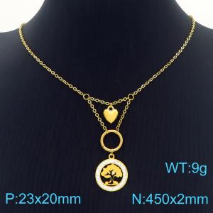 Hand make stainless steel welding chain fashion couple high class life tree crystal necklace - KN229468-Z