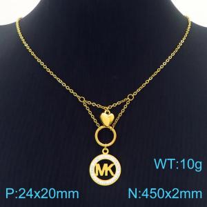 Hand make stainless steel welding chain fashion couple high class MK crystal necklace - KN229470-Z