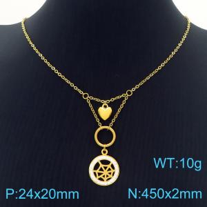 Hand make stainless steel welding chain fashion couple high class heart net crystal necklace - KN229472-Z
