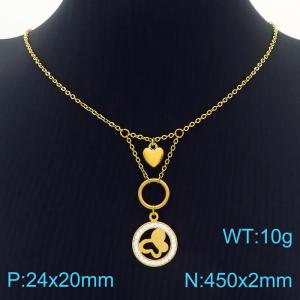 Hand make  stainless steel welding chain fashion couple high class butterfly crystal necklace - KN229474-Z