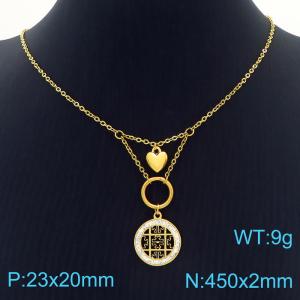 Hand make stainless steel welding chain fashion couple high class Tory burch crystal necklace - KN229477-Z
