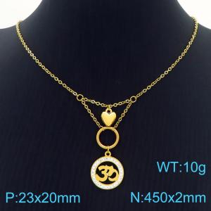 Hand make stainless steel welding chain fashion couple high class Aum crystal necklace - KN229480-Z