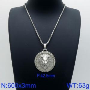 Stainless Steel Stone Necklace - KN229520-K