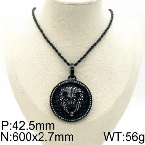 Stainless Steel Stone Necklace - KN229525-K