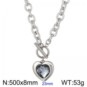 Stainless Steel Stone & Crystal Necklace - KN229667-Z