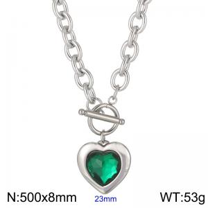 Stainless Steel Stone & Crystal Necklace - KN229670-Z