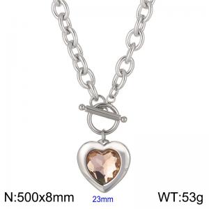 Stainless Steel Stone & Crystal Necklace - KN229671-Z