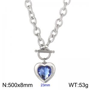 Stainless Steel Stone & Crystal Necklace - KN229672-Z