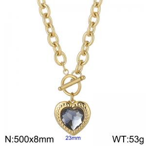 Stainless Steel Stone&Crystal Necklace - KN229685-Z