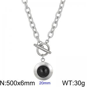 Stainless Steel Stone&Crystal Necklace - KN229686-Z