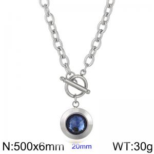 Stainless Steel Stone&Crystal Necklace - KN229688-Z