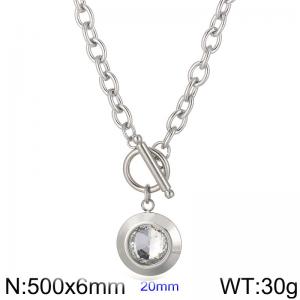Stainless Steel Stone&Crystal Necklace - KN229689-Z