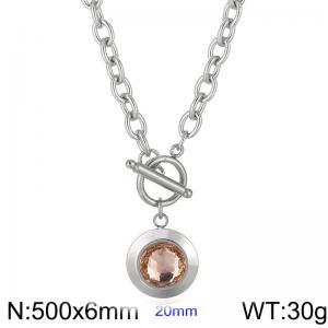Stainless Steel Stone&Crystal Necklace - KN229690-Z