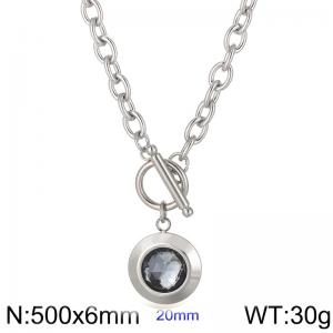 Stainless Steel Stone&Crystal Necklace - KN229691-Z
