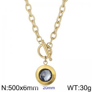 Stainless Steel Stone&Crystal Necklace - KN229694-Z