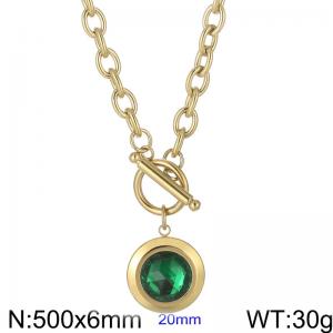 Stainless Steel Stone&Crystal Necklace - KN229695-Z