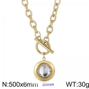 Stainless Steel Stone&Crystal Necklace - KN229699-Z