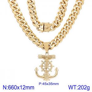 SS Gold-Plating Necklace - KN230179-K