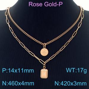 SS Rose Gold-Plating Necklace - KN230247-KFC