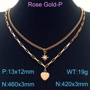 SS Rose Gold-Plating Necklace - KN230253-KFC