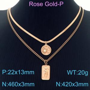 SS Rose Gold-Plating Necklace - KN230271-KFC