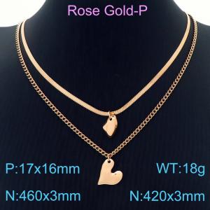 SS Rose Gold-Plating Necklace - KN230274-KFC