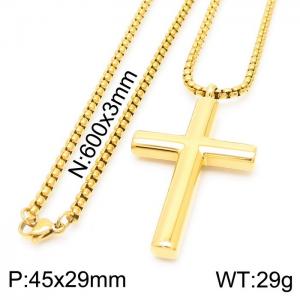 Stainless Steel Cross Necklace - KN230591-K