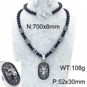 Stainless Steel Agate Necklace - KN230592-K