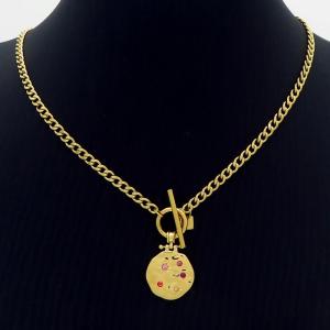 SS Gold-Plating Necklace - KN230888-QY