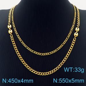 SS Gold-Plating Necklace - KN230935-Z