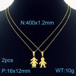 Stainless Steel Cartoon Boy Girl Pendant Necklaces For Women Charm Choker Fashion Gold Color Jewelry - KN231257-K