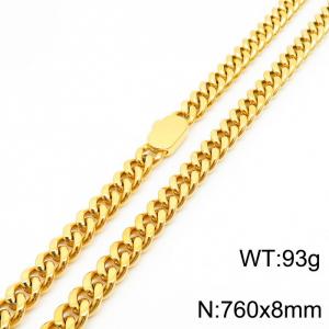 Stylish simple stainless steel Cuban chain neutral-style necklace - KN231475-Z