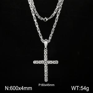 Fashion Cross King Chain Necklace - KN231495-K