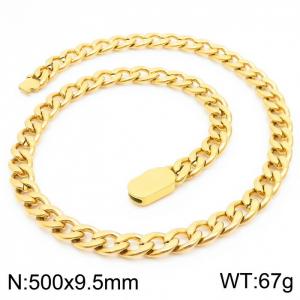 10mm Stainless Steel Chain Necklace Men's Gold Color Hip Hop Jewelry Gift - KN231512-Z