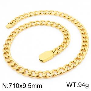 10mm Stainless Steel Chain Necklace Men's Gold Color Hip Hop Jewelry Gift - KN231516-Z