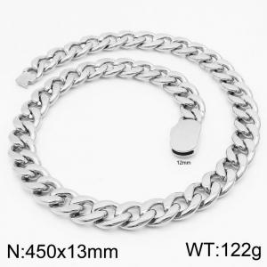 13mm Stainless Steel Chain Necklace Men's Silver Color Hip Hop Jewelry Gift - KN231518-Z
