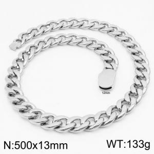 13mm Stainless Steel Chain Necklace Men's Silver Color Hip Hop Jewelry Gift - KN231519-Z