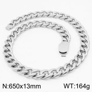 13mm Stainless Steel Chain Necklace Men's Silver Color Hip Hop Jewelry Gift - KN231522-Z